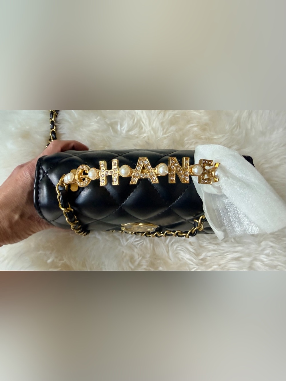 **PRICE FIRM** Chanel MAKEUP Crystal Inset & Pearl Handle Bag w SEALED Hardware - Picture 10 of 15